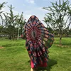 Chiffon Polyester 150cm Round Beach Towel Vacation Seaside Shawl Bath Towel Large Peacock tail printing Swimming Towel For Beach 2