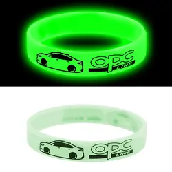 Шт. 1 шт. унисекс Мода световой зеленый спорт браслеты резиновый браслет стайлинга автомобилей браслеты с медальоном для OPC логотип