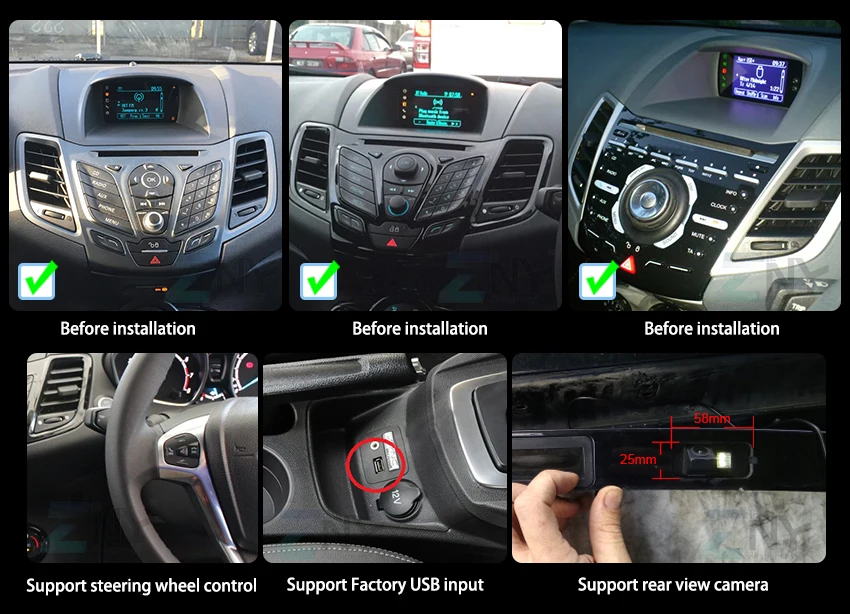 Excellent 7" HD Android 8.1 Car GPS Stereo For Ford Fiesta 2013 2014 2015 2016 Auto DVD Audio Radio FM WiFi Navigation Free Backup Camera 1