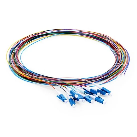 

QIALAN 1m 2m 12 Fibers LC/UPC 9/125 Single Mode Color-Coded Fiber Optic Pigtail, Unjacketed