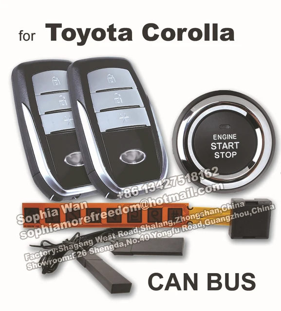 For Toyota Corolla Can Bus Car Alarm Diy Push Start On Smart Key For Toyota Corolla Can Bus Car Alarm Diy Push Start On Smart Key Pke Keyless Entry Remote Starter Engine Window Closer