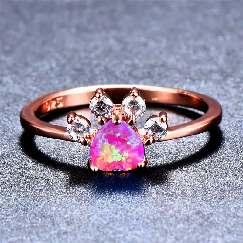 2019 New Opal Ring Round Opal White Stone Hand Jewelry Fashion Jewelry Ring Valentines Day Gifts for Girlfriend Boyfriend