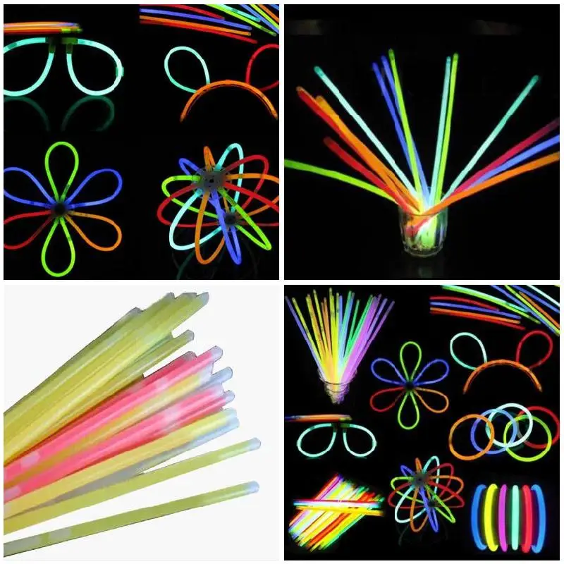 

100 Pcs/Set Glow Sticks Bracelet Necklaces Neon Party Lights Premium Party Favors HYD88