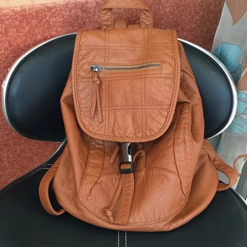 juventude lavado mochilas de couro para adolescentes