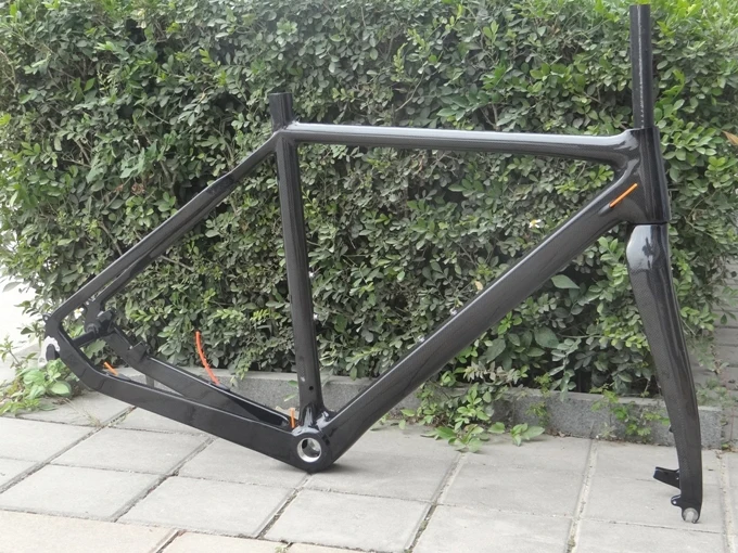 Полностью углеродистая Глянцевая велосипедная Рама для велокросса: рама 53 см для дискового тормоза+ вилка