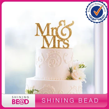 

Fantastic Cloth Gold Color Mr and Mrs Sign, Bride And Groom Cake Topper Wedding Decorations, USA