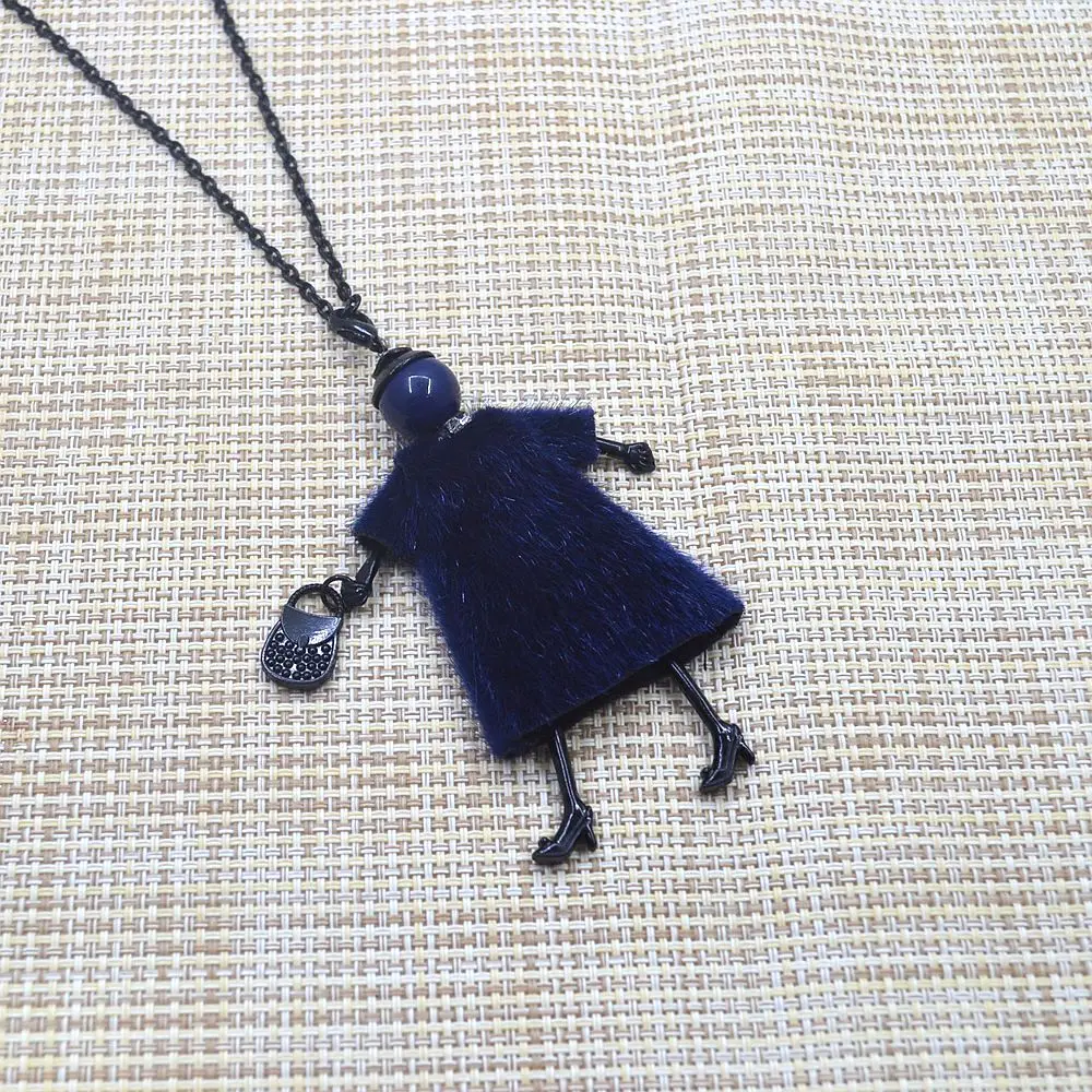 fashion new Lovely Cloth Dress Doll Necklace keychain Women Jewelry