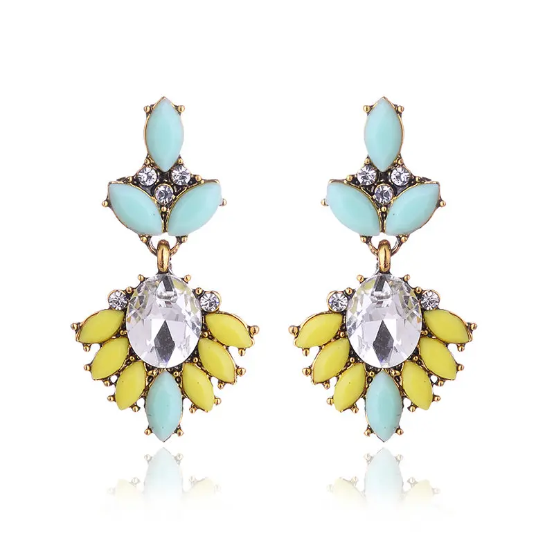 

LUBOV Vintage Antique Golden Transparent Rhinestone Earrings For Women Bijoux Brincos Women's Christmas Gift 2019 wholesale