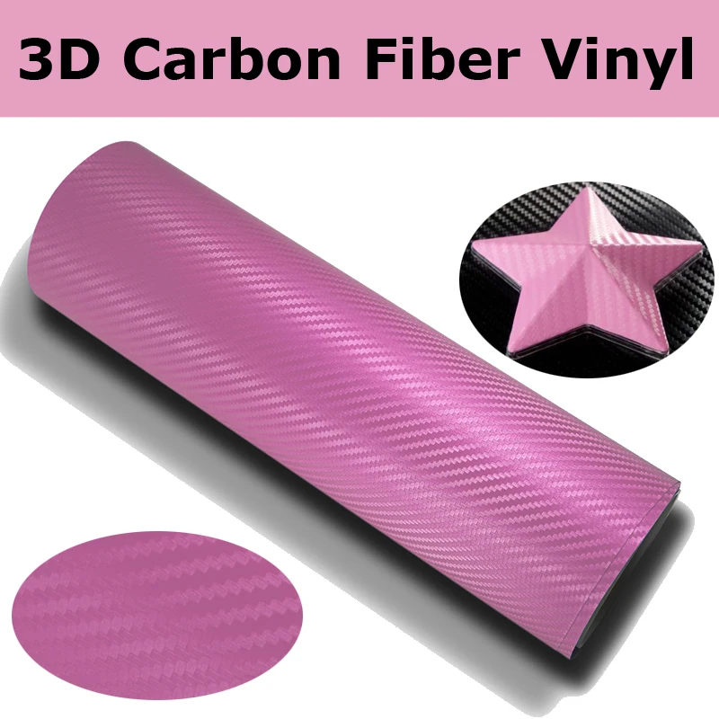 Buy 1.52x30m/Roll PVC Material Pink 3D Carbon Fiber