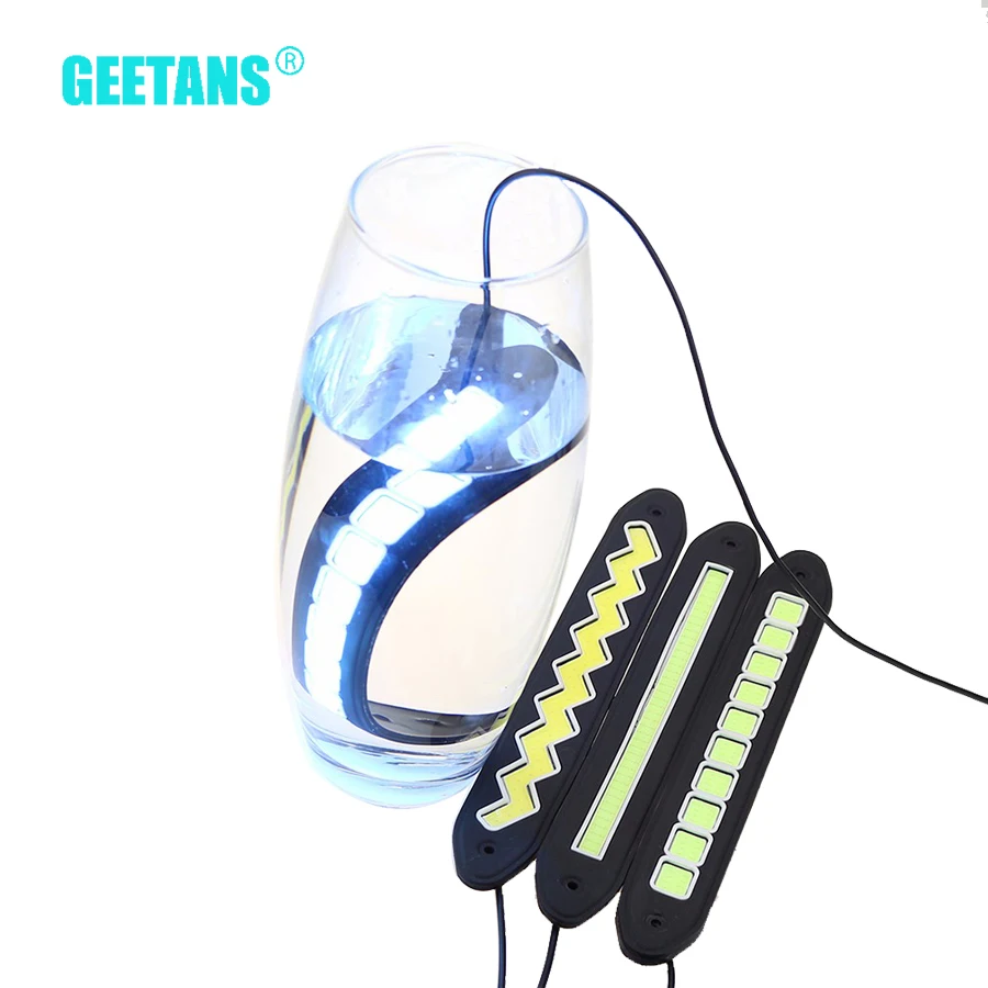 

GEETANS 2pcs/lot Car Styling car driving Day Running Light Waterproof 12V COB Day Time Working Lights Flexible LED DRL Lamp AJ