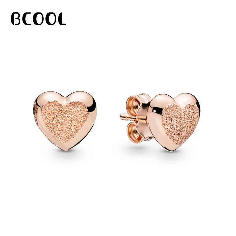 

BCOOL 2019 New 925 Sterling Silver Earrings Bright Matte Heart Heart Earrings Suitable For Women's Sterling Silver Jewelry Gift.