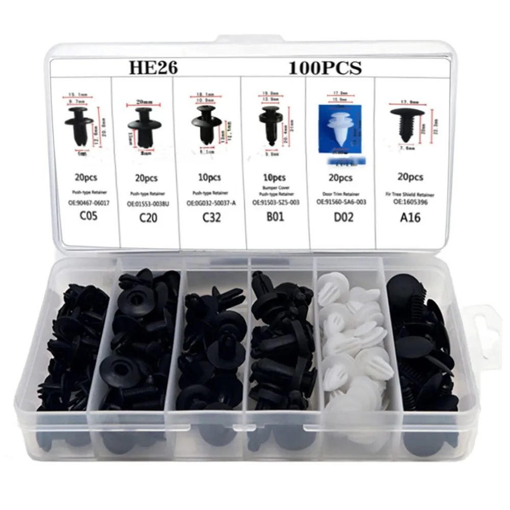 

100Pcs Fits For Nissan Car Body Fender Bumper Clip Retainer Assortment High Performance Perfect Replacement