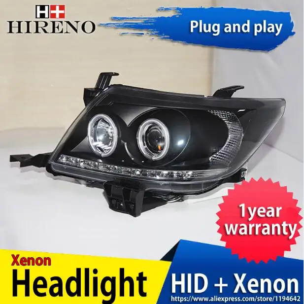 Hireno фары для 2004-2010 Toyota Hilux Vigo передних фар сборки светодиодный DRL ангел объектив двойной луч ксеноновые 2 шт - Цвет: Headlights