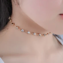 IngeSight. Z модное Простое Ожерелье-чокер с кристаллами, модные одинарные стразы на шею для женщин, массивное ожерелье, ювелирное изделие