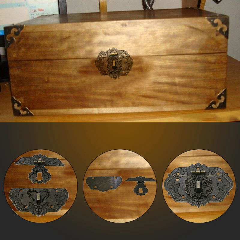 

Wooden Case Chest Toolbox 77mm x 57mm Clasp Hasp Latches Bronze Tone