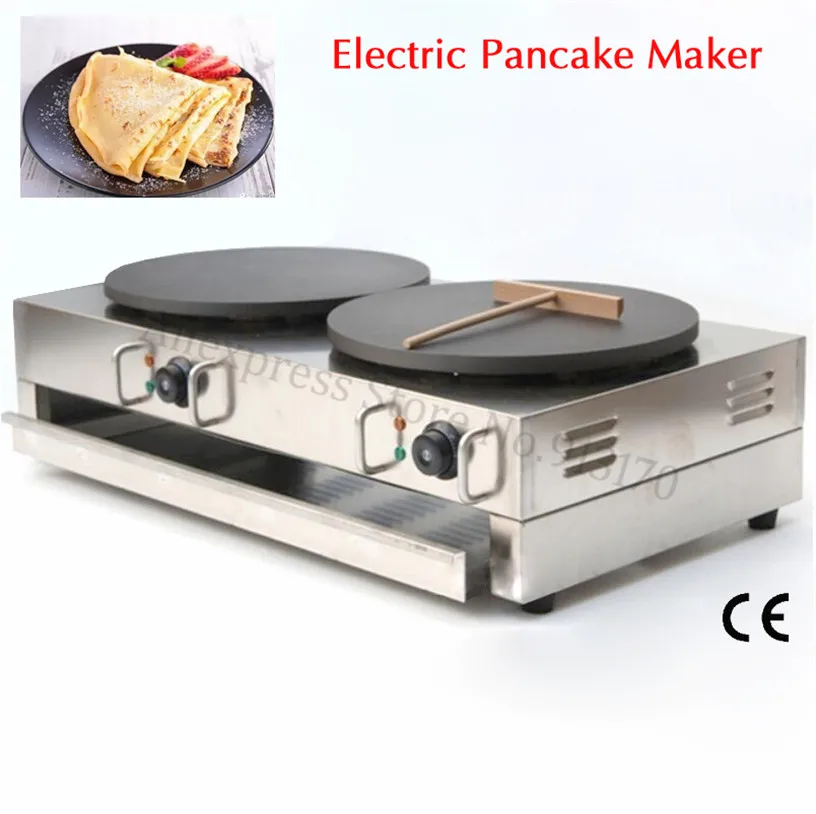 

Double Pans Electric Commercial Crepe Maker Pancake Making Machine Grill Breakfast Cooking 220V/110V 40cm 15.7" Diameter Pan