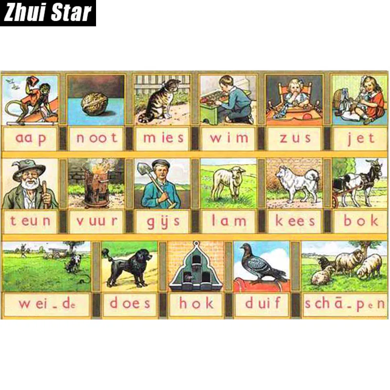 

Zhui Star Full Square Diamond 5D DIY Diamond Painting "Cartoon Aap noot mies" 3D Embroidery Cross Stitch Mosaic Painting Decor
