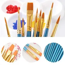 10 шт. набор нейлоновых волос акварельный акрил, масло краска ing Artist кисть для рисования круглая наклонная ручка деревянная ручка художественные принадлежности