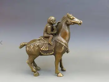 

zhmui88002841894++China brass copper Feng Shui Immediately seal Hou monkey Horse Sculpture Statue