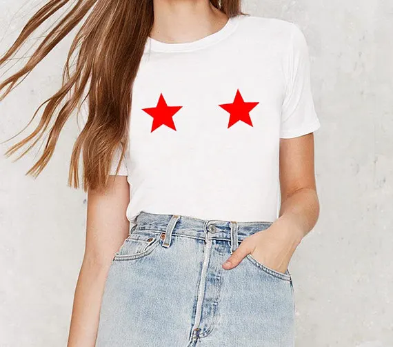 Женская футболка красная звезда грудь грудь|fashion t shirt women|t woment women fashion |