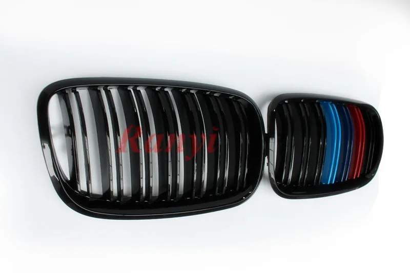 L+ R глянец/матовый черный двойной/одна планка Передняя решетка решетки для BMW X5 X6 E70 E71 2008- автостайлинг гоночные грили