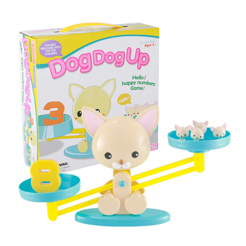 Filhote de Cachorro Brinquedos de Mesa Jogos de Pai filho Cão Dinheiro Bonito Número Equilíbrio Montessori Matemática Placa Aritmética Crianças Interativo Toy Figuras 17 equilíbrio montessori brinquedos mesa placa aritmética jogos