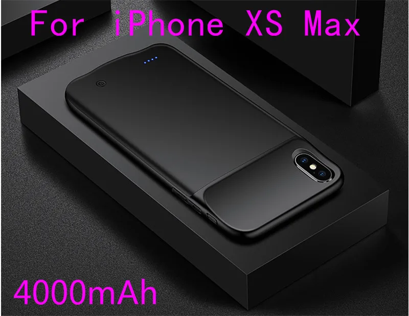 Тонкий Силиконовый противоударный чехол-батарея для iPhone XS Max power Bank, чехол-зарядное устройство для iPhone XR X Xs, задняя крышка для зарядки аккумулятора - Цвет: IXS Max-Black