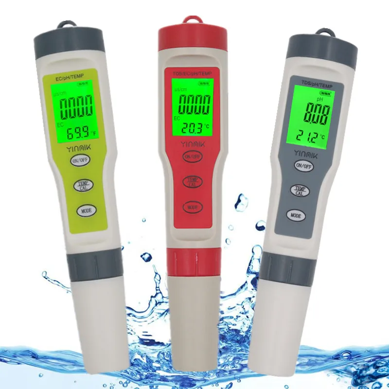 With Backlight Digital Water Tester 4 in 1/3 in 1 Test EC/TDS/PH/TEMP