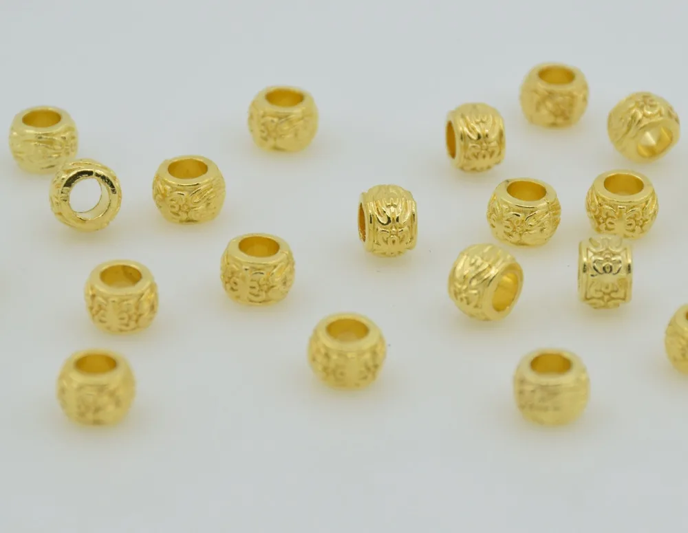 50Pcs Golden Metal Carved Tube Spacers Beads For Jewelry Making 5x8mm