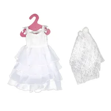 Handmade White Wedding Dresses Princess Gown Outfits Clothes Skirt with Head Veil Doll Accessories for 18 Doll Accessories Toy handmade pure white wedding gown with sequin copy pearl beads gorgeous dress limited edition clothes for barbie doll kurhn fr