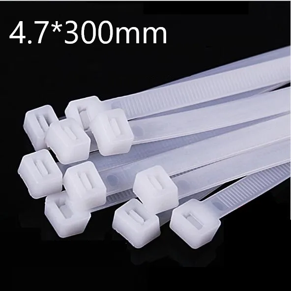 

250pcs/bag 4.7*300mm nylon cable tie Self locking white UV Stabilized Cable Ties for solar cable installation