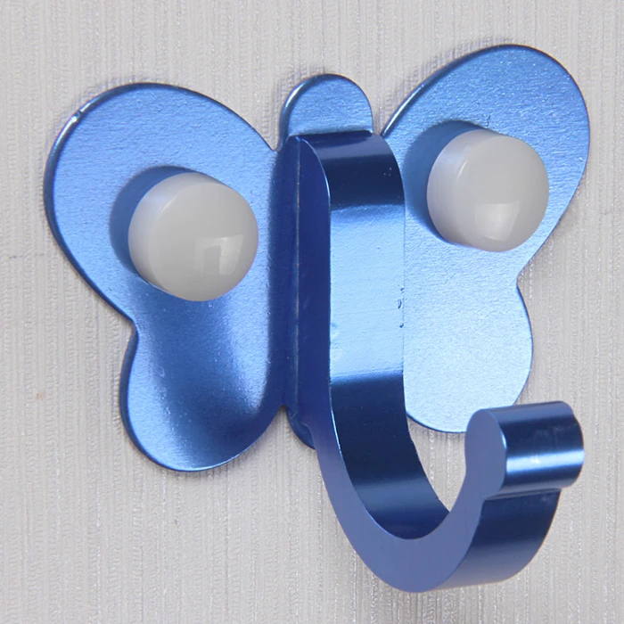 Space aluminum metal hook,clothes hook multi color bathroom hooks single robe hook butterfly