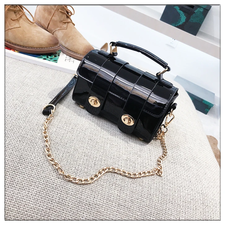 BENVICHED Lacquer bag women 2019 new Korean version handbag Joker chic chain Boston Single Shoulder bag Satchel c132 5 20180828_163955_068