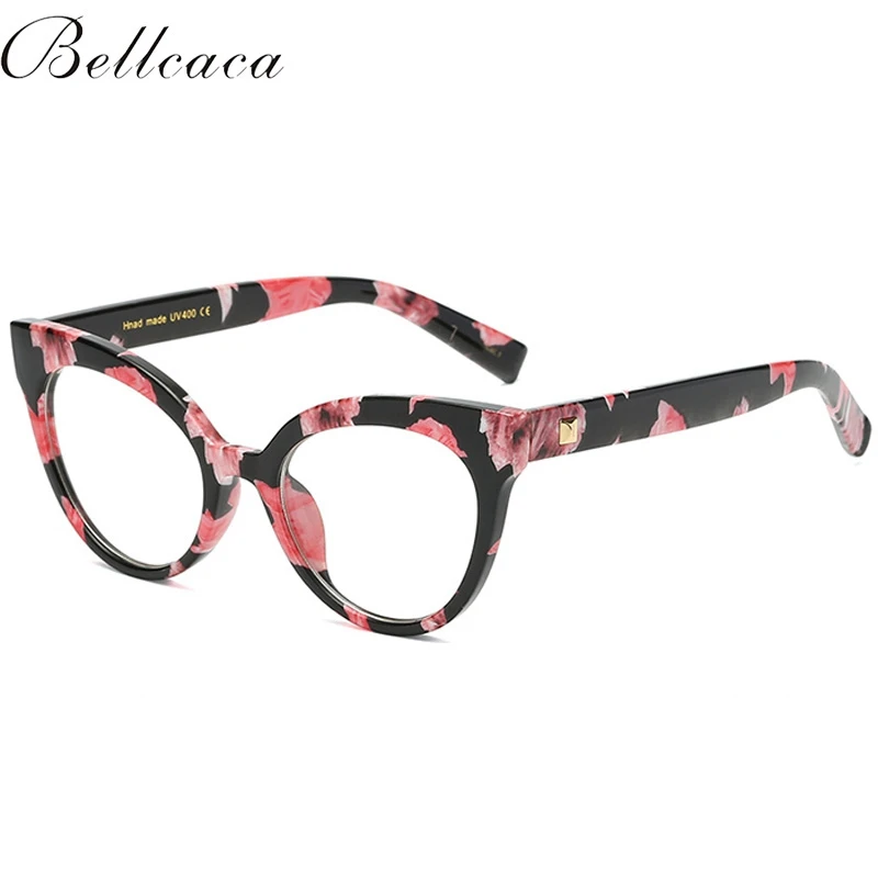 Bellcaca оптические очки женские модные очки по рецепту модные аксессуары для очков оправа очки с прозрачными линзами BC806 - Цвет оправы: 92111  Floral