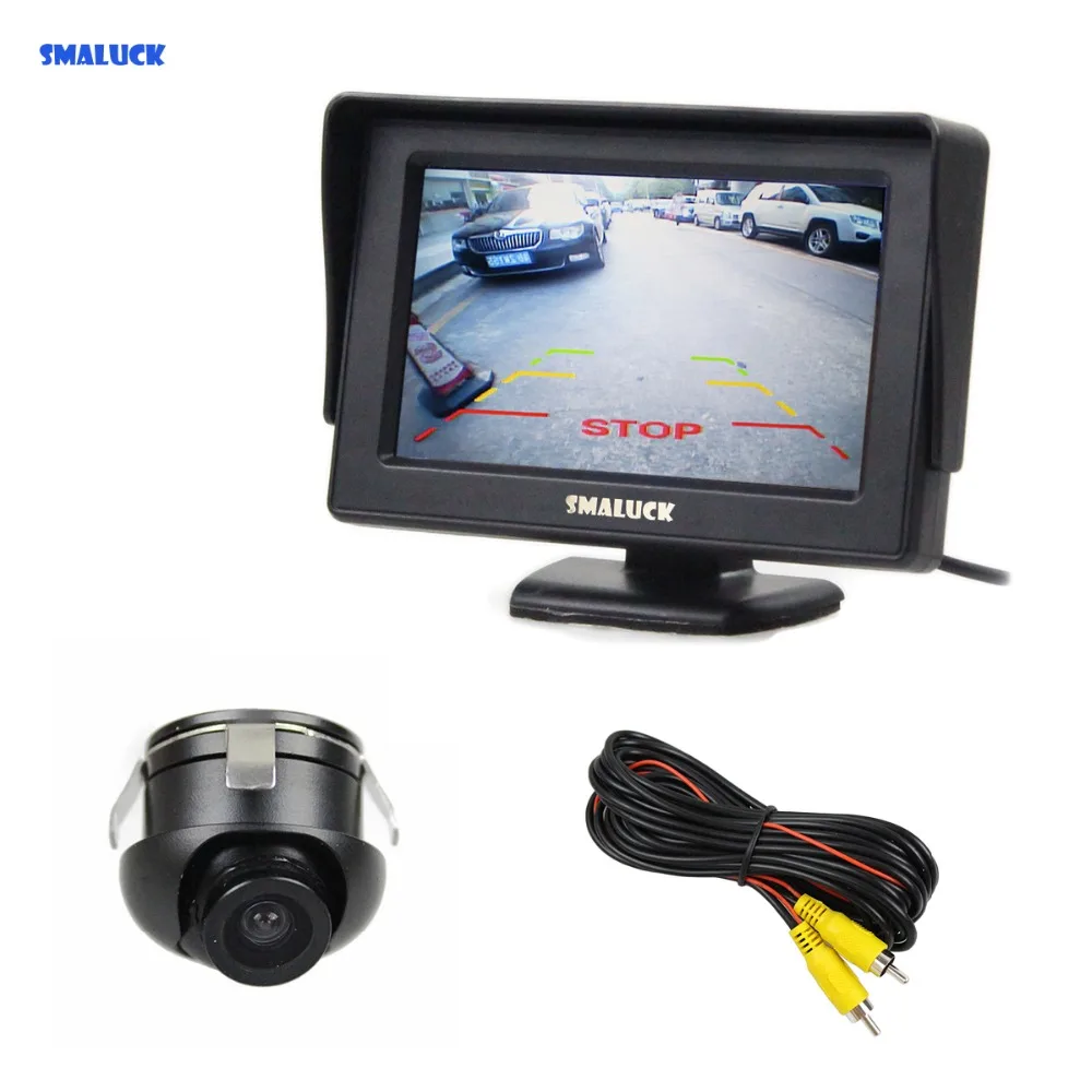

SMALUCK Wlred 4.3 inch LCD Rear View Car Monitor + HD Back Up Rear Front Side View Car Camera for Parking Assistance System