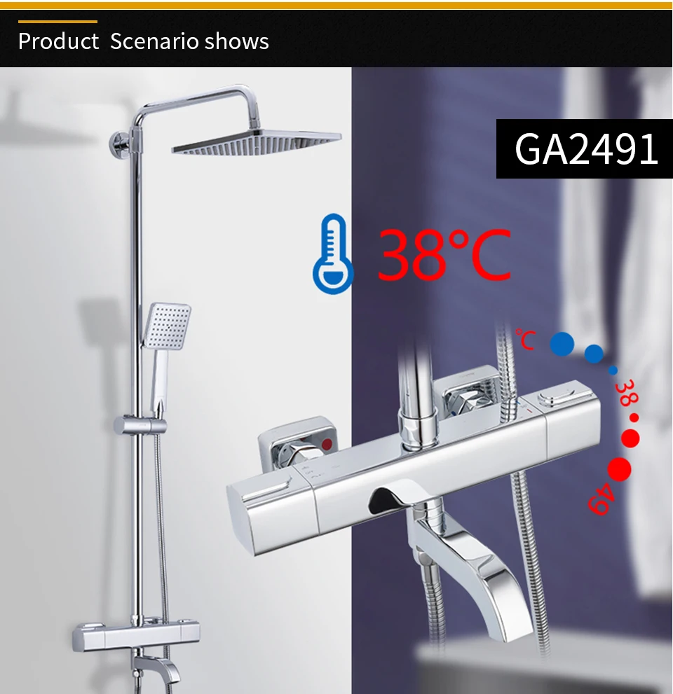 GAPPO смеситель для душа, душевой набор, термостатический смеситель, ЖК-дисплей, цифровой дисплей, смеситель для душа, кран, Torneira de chuveiro, настенное крепление
