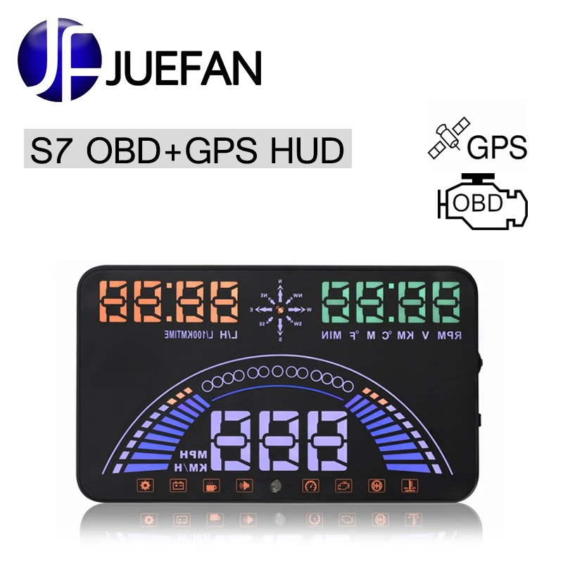 

New S7 HUD Display Car with OBD 2+GPS Auto Diagnostic Scanner Car Head Up Display Car Detector Speed Projector on Windshield