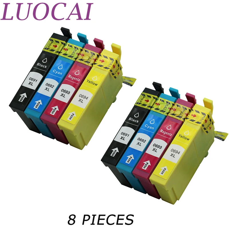 8X чернильный картридж LuoCai совместимый T0691 T0692 T0693 T0694 для принтера Epson Workforce 310 315 500