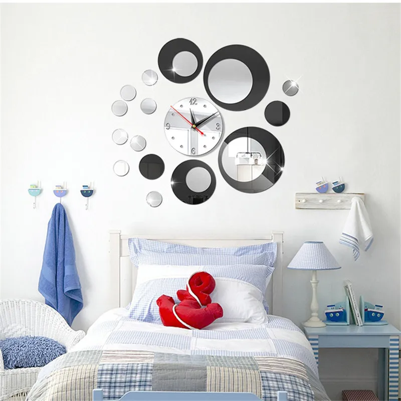 3D new large Modern Home DIY Wall Clock Mirror Circle Clock for Living Room Bedroom Decoration silent self adhesive sticker klok (8)