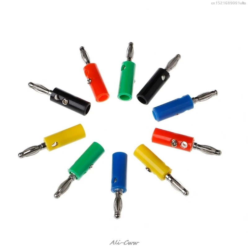 

2018 10 Pcs 5 Colors Wire Audio Speaker Cable Banana Plug Connectors 4mm Adapter
