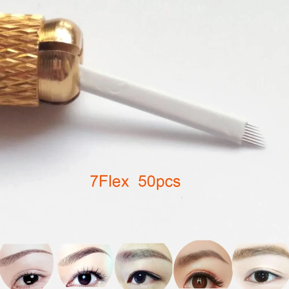 7 Flex Laminas Tebori pin Microblading Needles Permanent Makeup Eyebrow Tatoo Blade For Manual Tattoo Pen Machine | Красота и