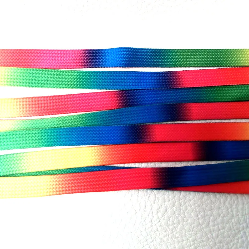 12 Pairs Rainbow Multi-Color Flat Sole Athletic Shoes Lace Unisex Rainbow Shoeslaces String Colorful Laces High-grade Metal Head