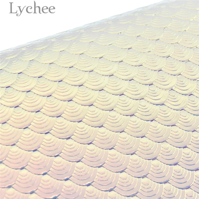 Lychee Life 21x29 см A4 рыба чешуя PU ткань высокое качество красочные Синтетическая Кожа DIY материал для сумки ремни одежды