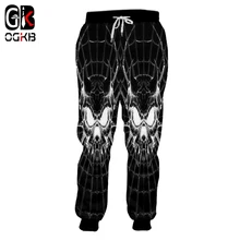 OGKB Новое поступление для женщин/мужчин крутой принт паук череп 3d спортивные штаны черный унисекс хип хоп Уличная панк длинные брюки Harajuku
