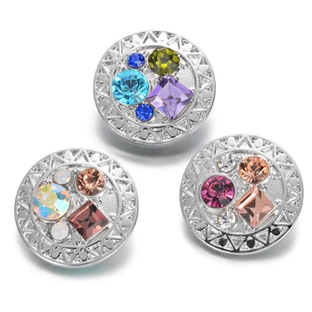 

Gingersnaps Charms 18mm Rhinestone Silver Metal Snap Buttons fit Interchangeable Snap Bracelets Gift for Women Vn-2028