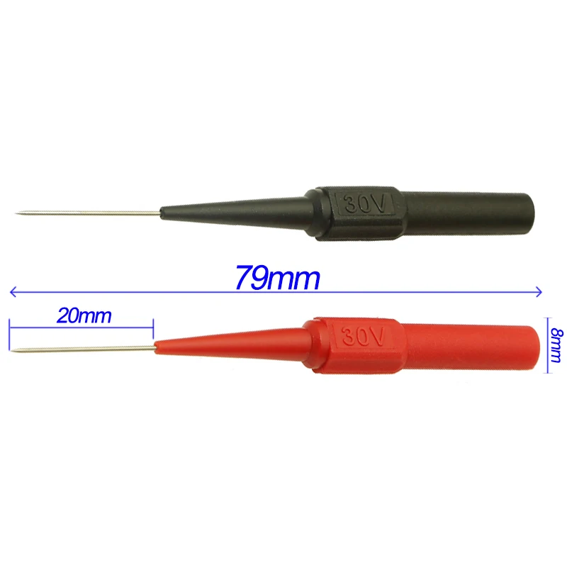 2pcs Insulation Piercing Needle Non-destructive Multimeter Test Probes Red/Black 30V-60V Mayitr For Banana Plug