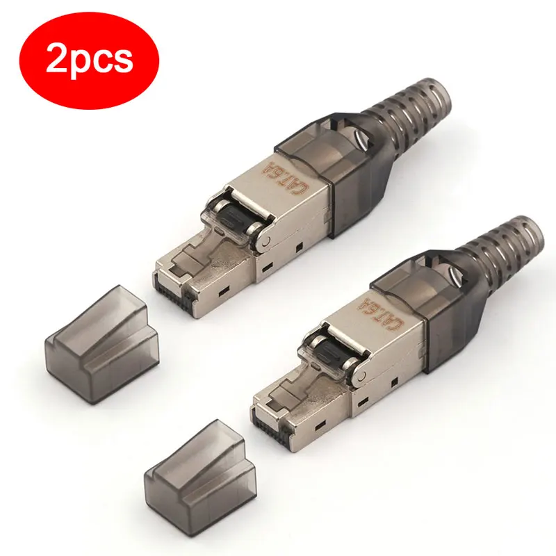 

2pcs CAT6A RJ45 Connector Dropshipping Wholesale Metal Splitter 10Gbps Shielded Field Connection Modular For Ethernet Network