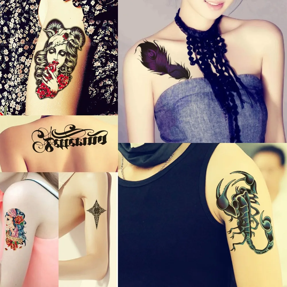 1ピースランダムに12タトゥー星座蠍座射手座画像デザイン用女性男性仮設ボディーアートタトゥーステッカー Sticker Adhesive Sticker Bannerstickers Scratch Aliexpress