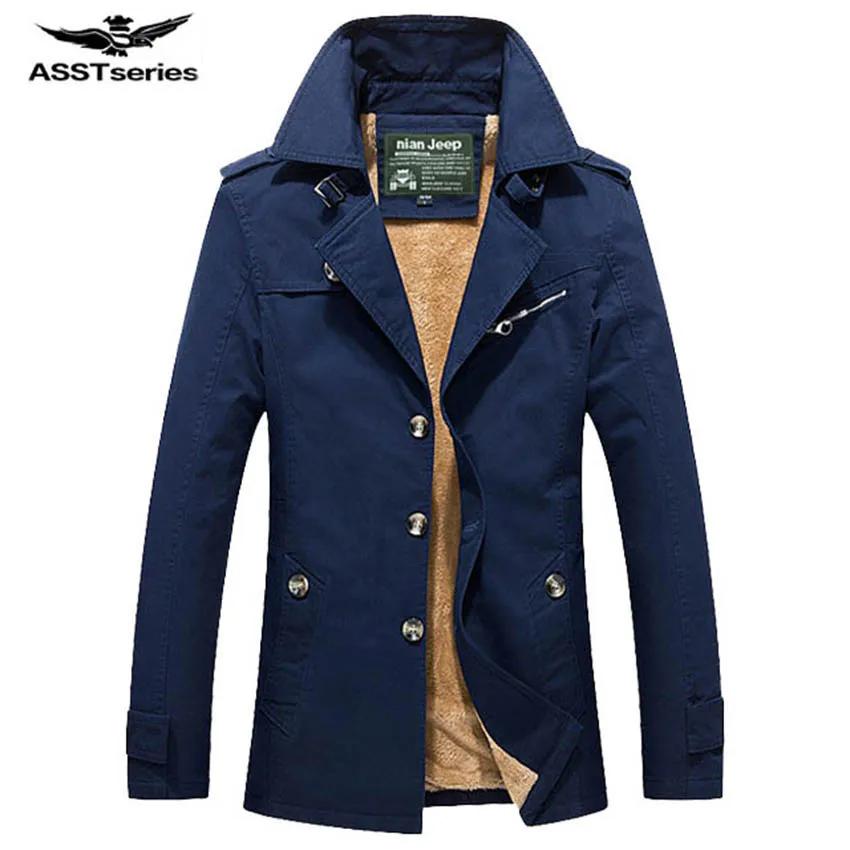 

Free shipping 2017 New casual male jacket Washed long coat Thick plus velvet padded coat 5 colors and plus large size 80yw