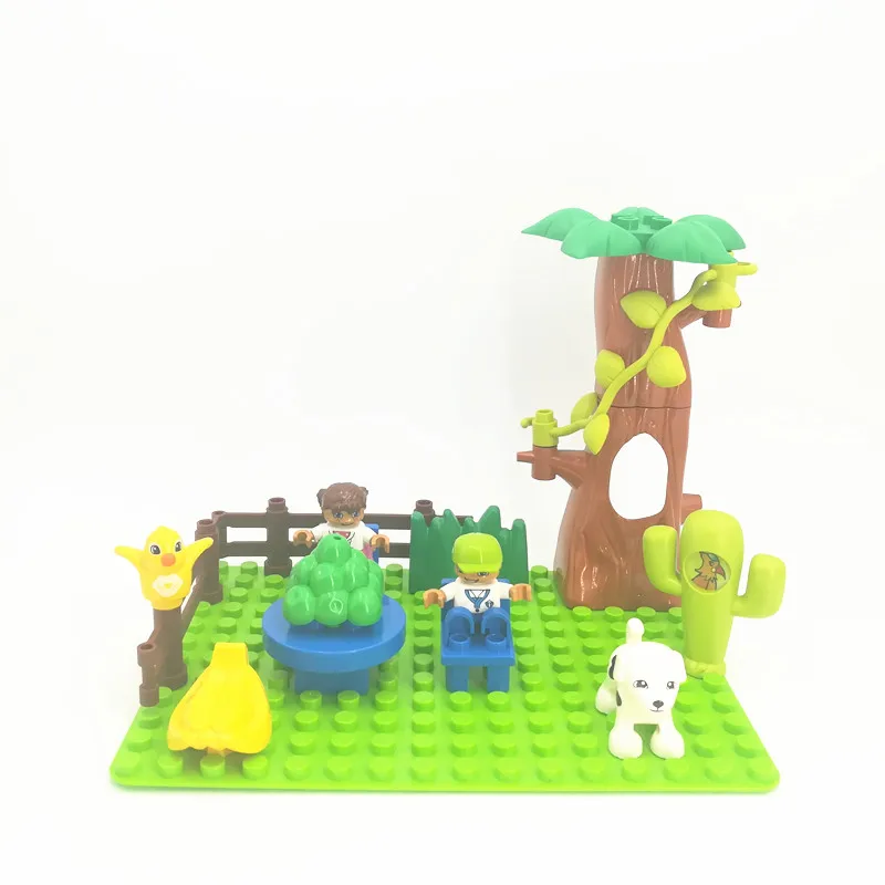 

Diy Building Blocks Accessory Baby Assembling Toys For Children Table Figures Animal Tree Compatible with Duploed Bricks Parts